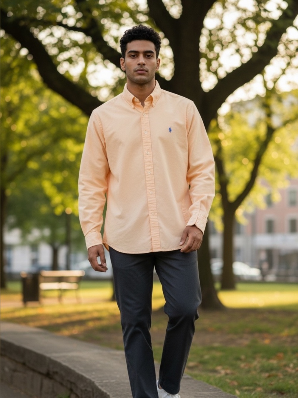 Vintage Pale Orange Polo Ralph Lauren Button Up XL Made in N Mariana Islands